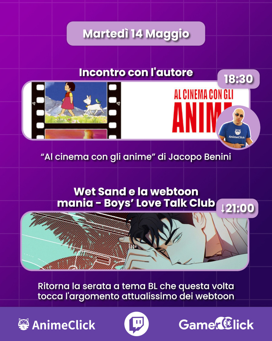 AnimeClick e GamerClick su Twitch: programma dal 13 al 19 maggio